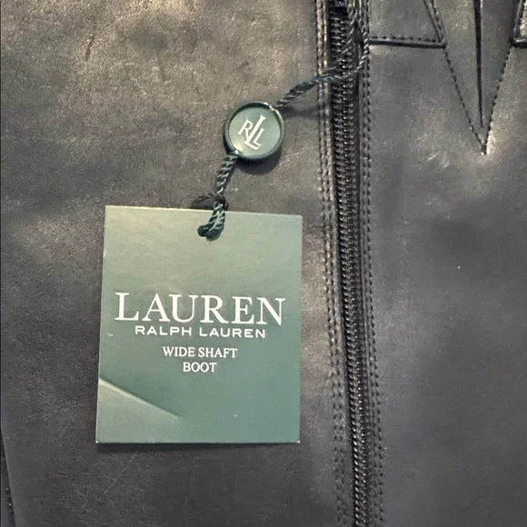 NWT Ralph Lauren Margarite Black Leather 1" Heel Riding Boots Size 9.5 wide calf - Picture 14 of 16